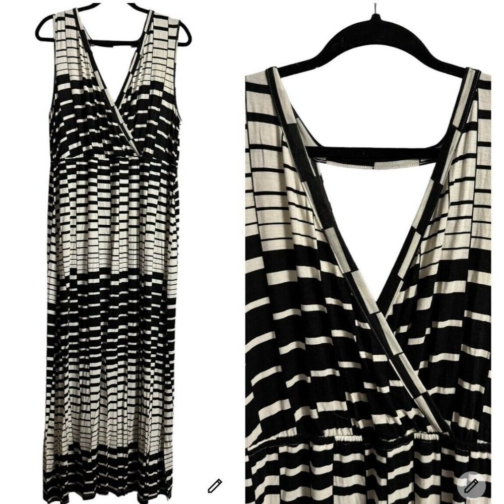 Lane Bryant Black & White Maxi Dress,‎ 14/16 New